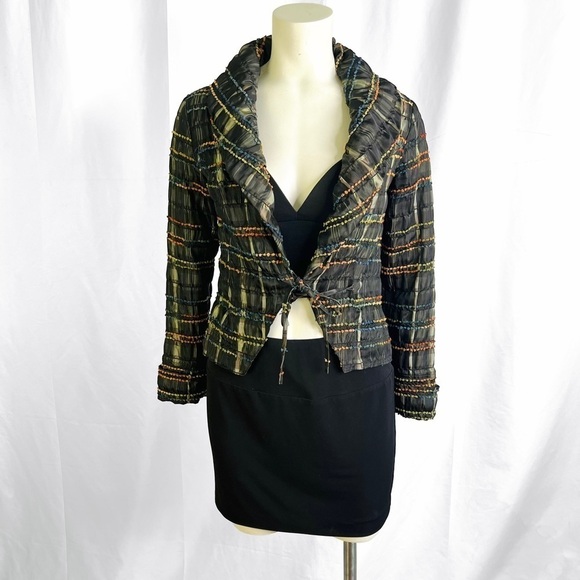 ALEXANDER MCQUEEN 1995 GREEN JACKET MULTICOLOUR STRINGS VINTAGE MADE IN ITALY 40 - Picture 5 of 17
